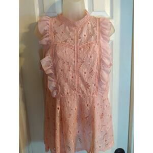 Suzanne Betro 2 Pc Top Peach Allover Lace Over Tank Sz XL Bust 38 Length 29